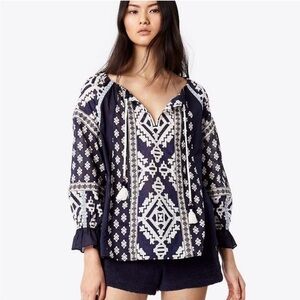 Tory Burch Candice‎ Printed Cotton Top XS